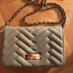 BEBE Quilted crossbody handbag purse gold chain