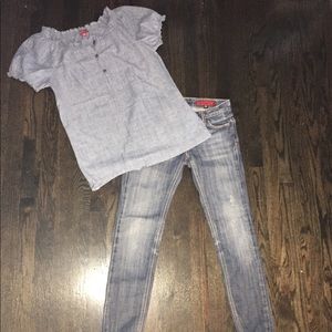 Merona denim jean women's boho shirt XS