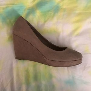 Gray Closed Toed Wedges