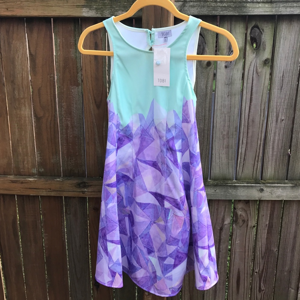 Tobi Backless Geometric Purple Dress Size small