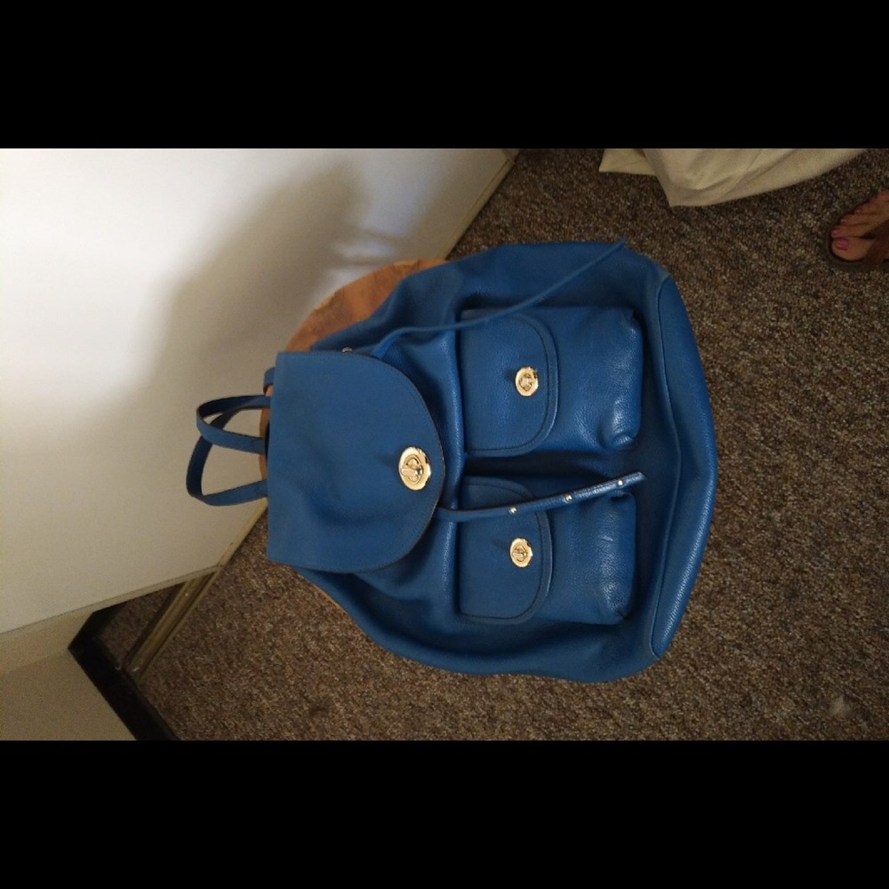 Coach Teal Leather Backpack Large