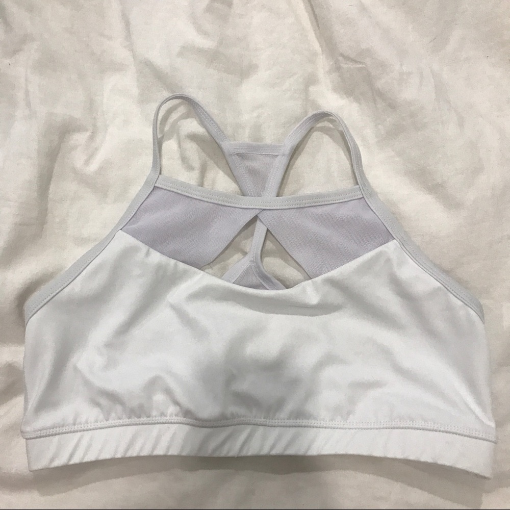 WHITE mesh cut out exo bra