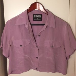 Reformation x Urban Renewal Lilac Crop Top