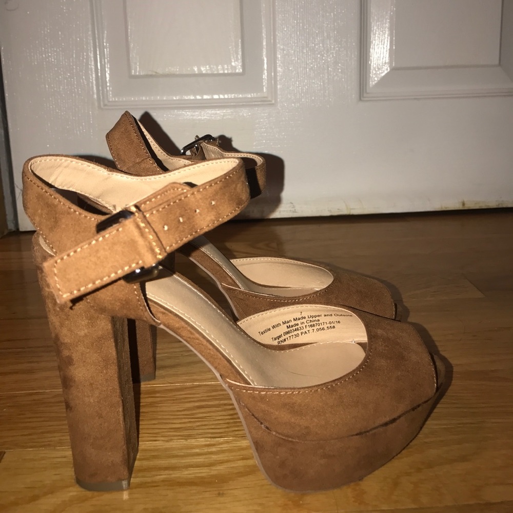 SOLD: Wassimo (Target Brand): Brown Suede Heels - Picture 1 of 3