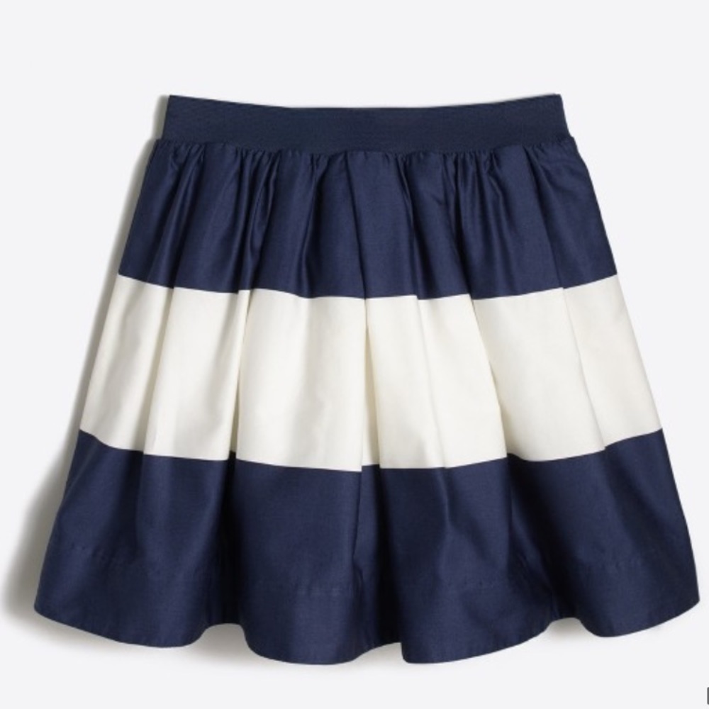 NWT JCrew Wide Stripe Sateen Skirt, Size 4-5