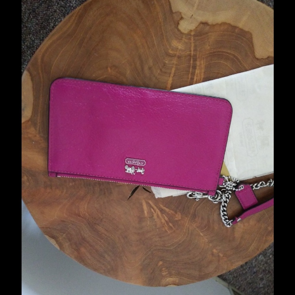 Coach Pink Leather Wristlet