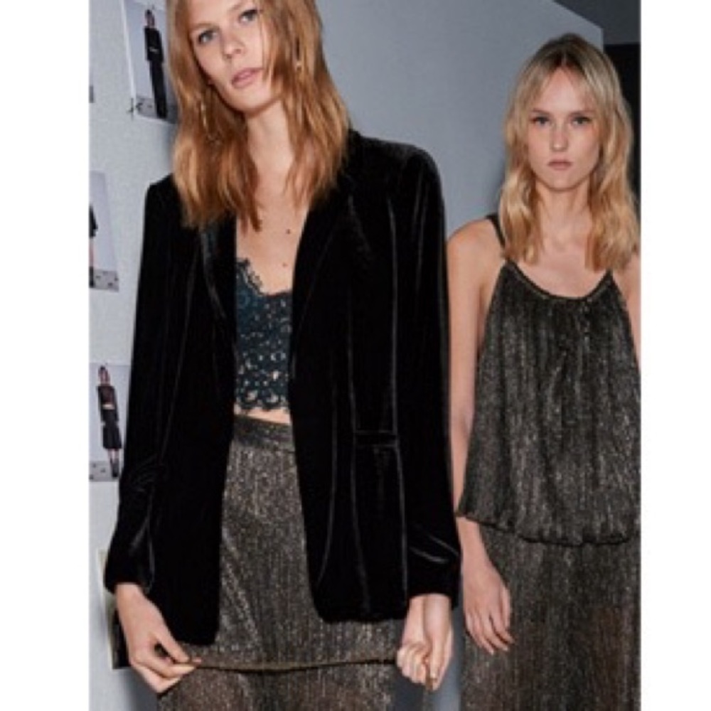 ZARA F/W 2016 BLACK VELVET BLAZER EUC NO BELT