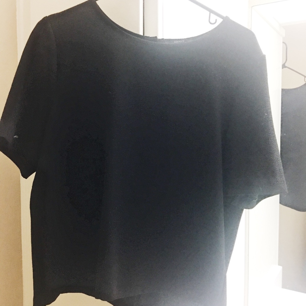 Forever21 Black Crepe Blouse with Back Buttons