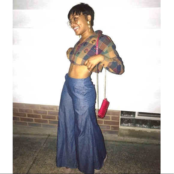 Checkered embroidery crop top - Picture 4 of 5