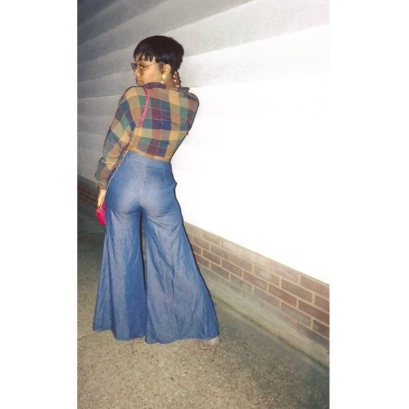 Checkered embroidery crop top - Picture 3 of 5