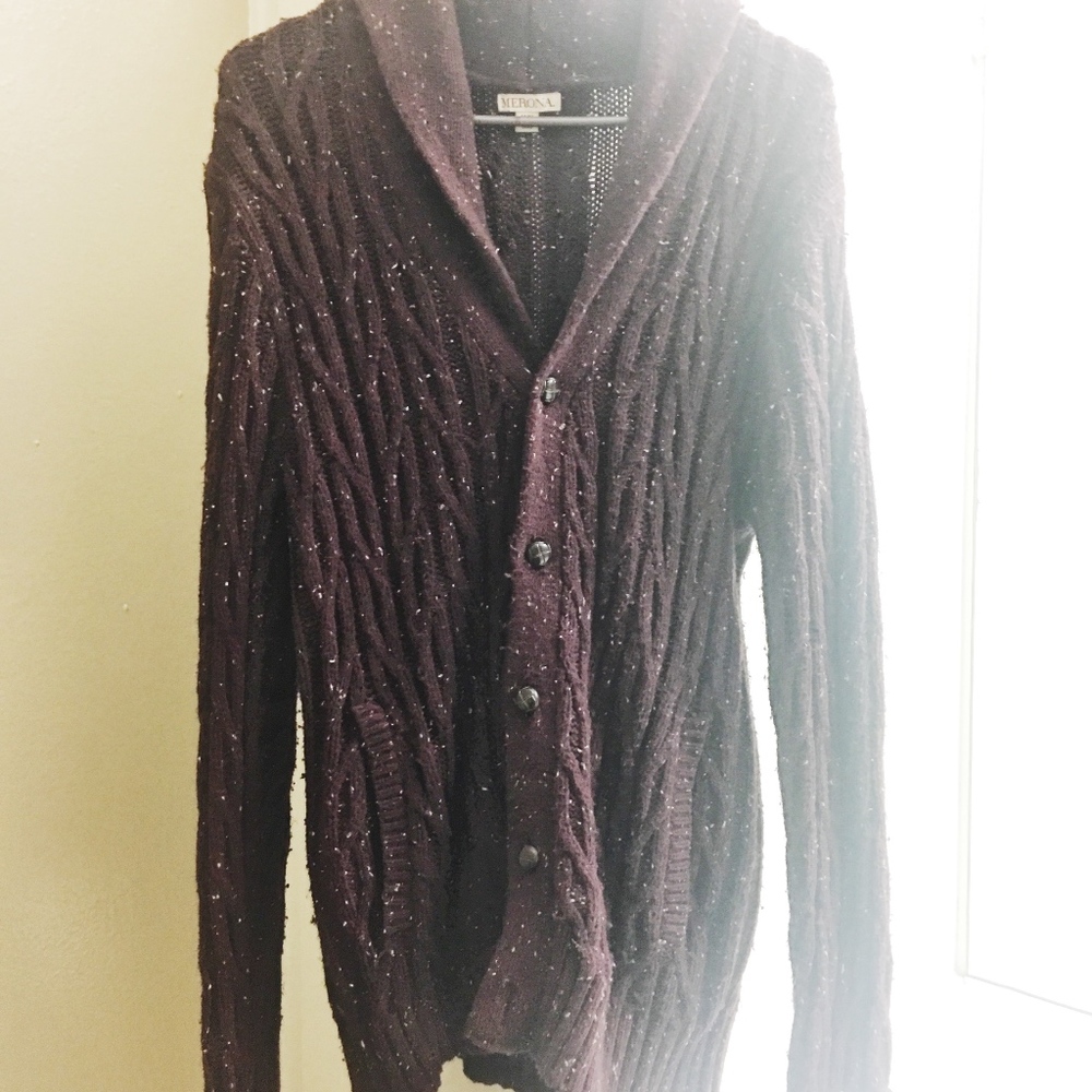 Merona Maroon Wool Button Up Cardigan