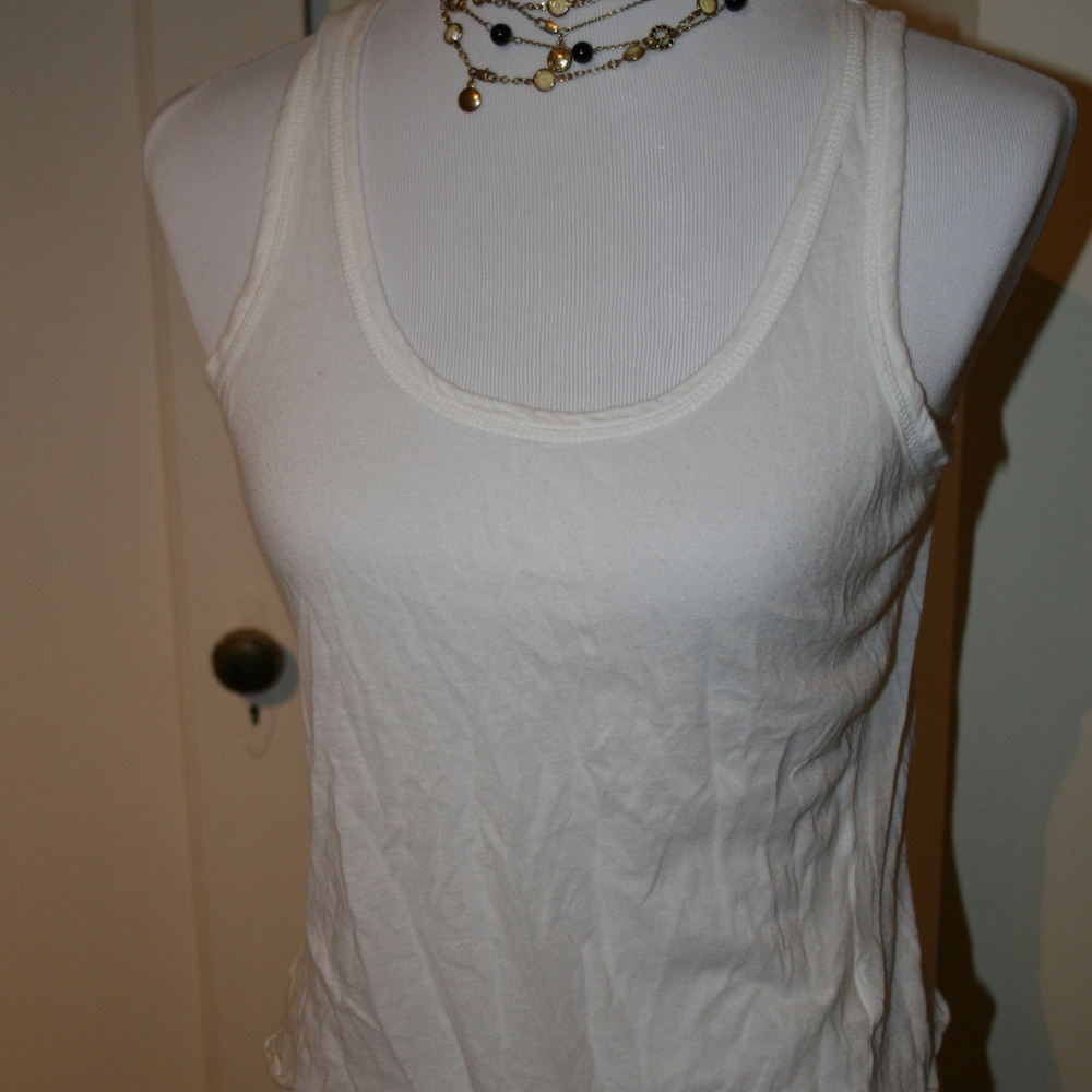 Size Small. Cute White Tank Top. See through.