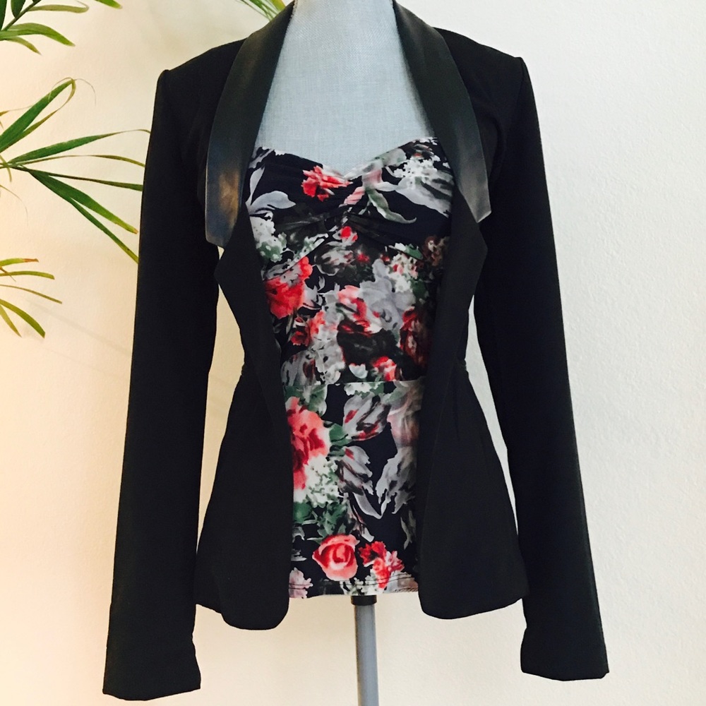 SOLD Sleek Black Blazer Faux Leather