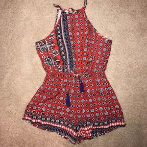 Red BoHo romper