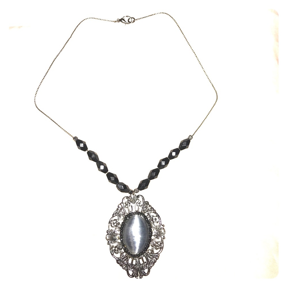 Black Gun Metal Stone Necklace