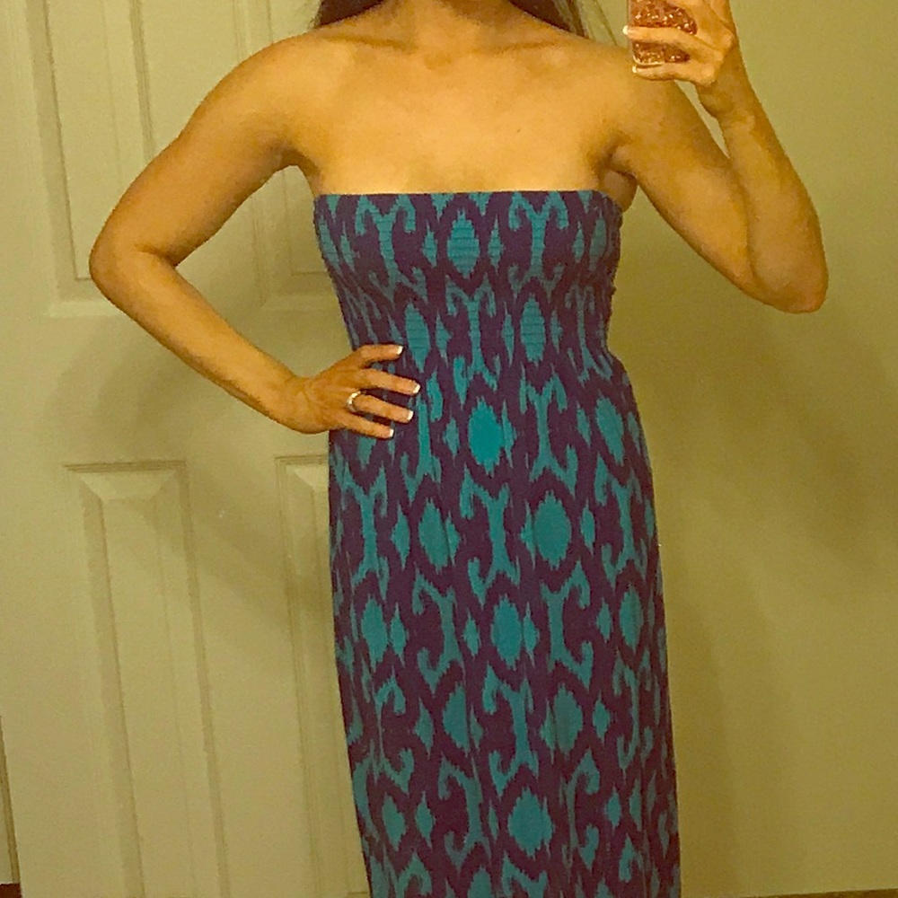 Gap teal and blue maxi dress
