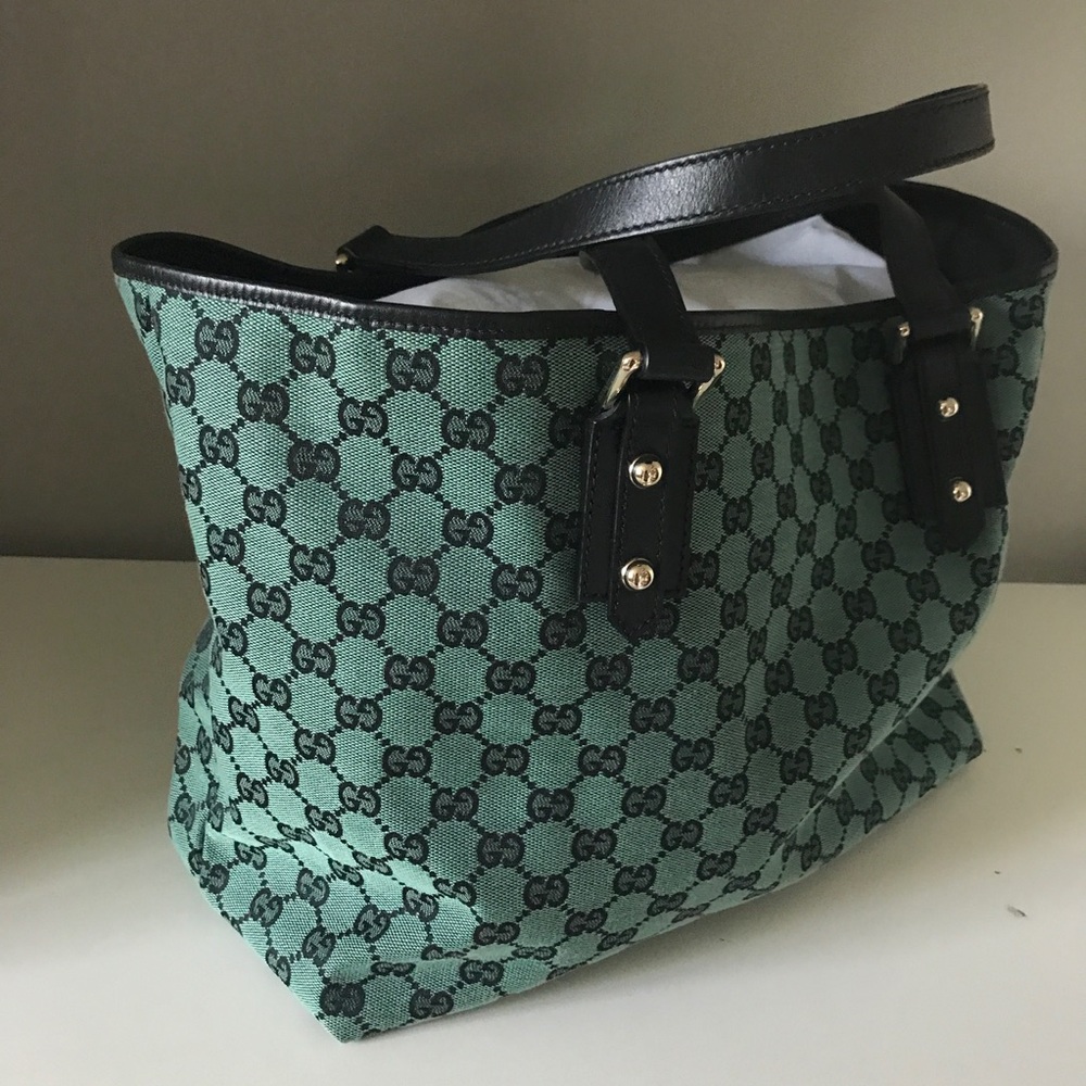 Gucci gg canvas tote rare green