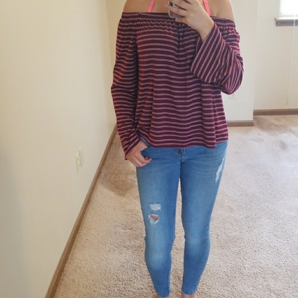 American Eagle Outfitters Tops - Striped Off the shoulder top