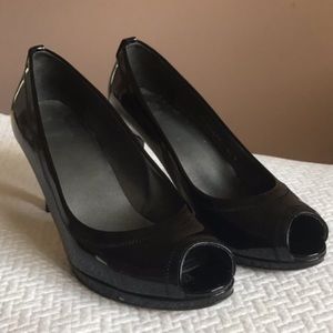 Black Stuart Weitzman Peep Toe Heels