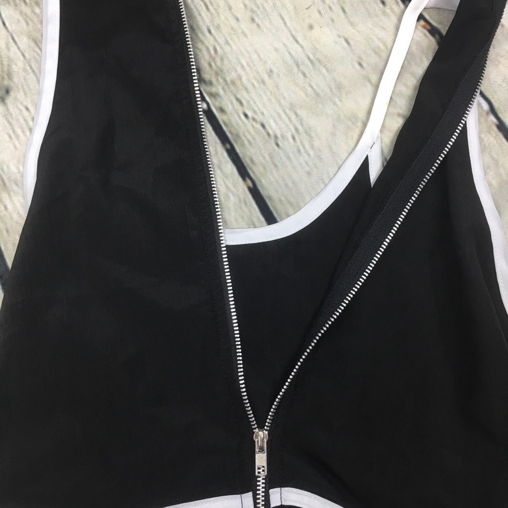 Lilly White Cut Out Med Silky High Neck Cami Tank - Picture 4 of 8