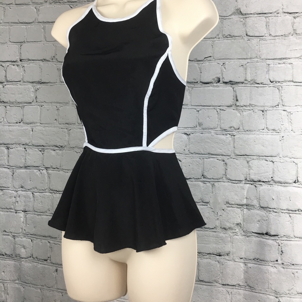 Lilly White Cut Out Med Silky High Neck Cami Tank