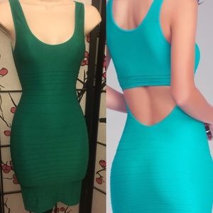 NEW Bebe body con backless bandage Green dress S