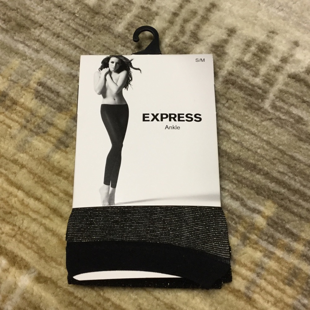 Express Ankle Nylons. Black with gold sparkles