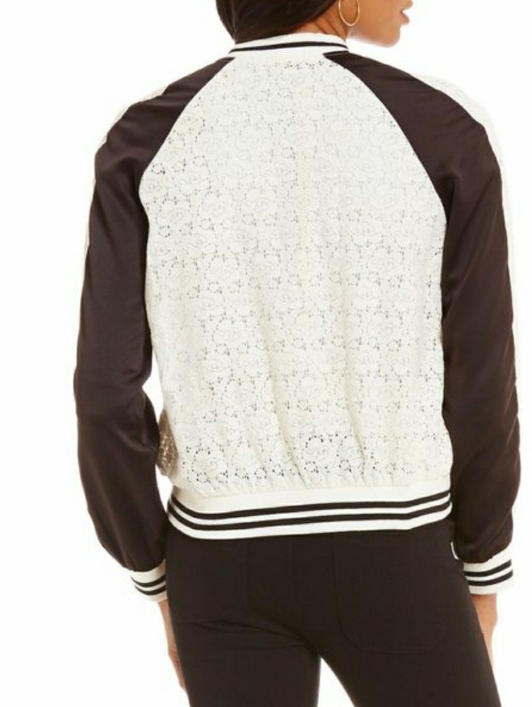 π Color Block Lace Bomber Jacket - Picture 3 of 8