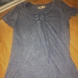 Hollister "Carolina blue" lace up tee
