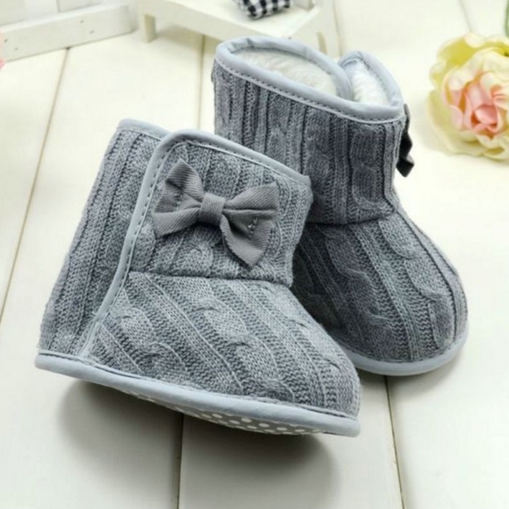 🆕👶🏼Baby Girl Knit Bowknot Boots 👶🏼 - Picture 1 of 2