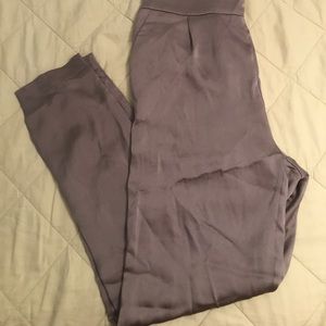 Satin gunmetal colored joggers