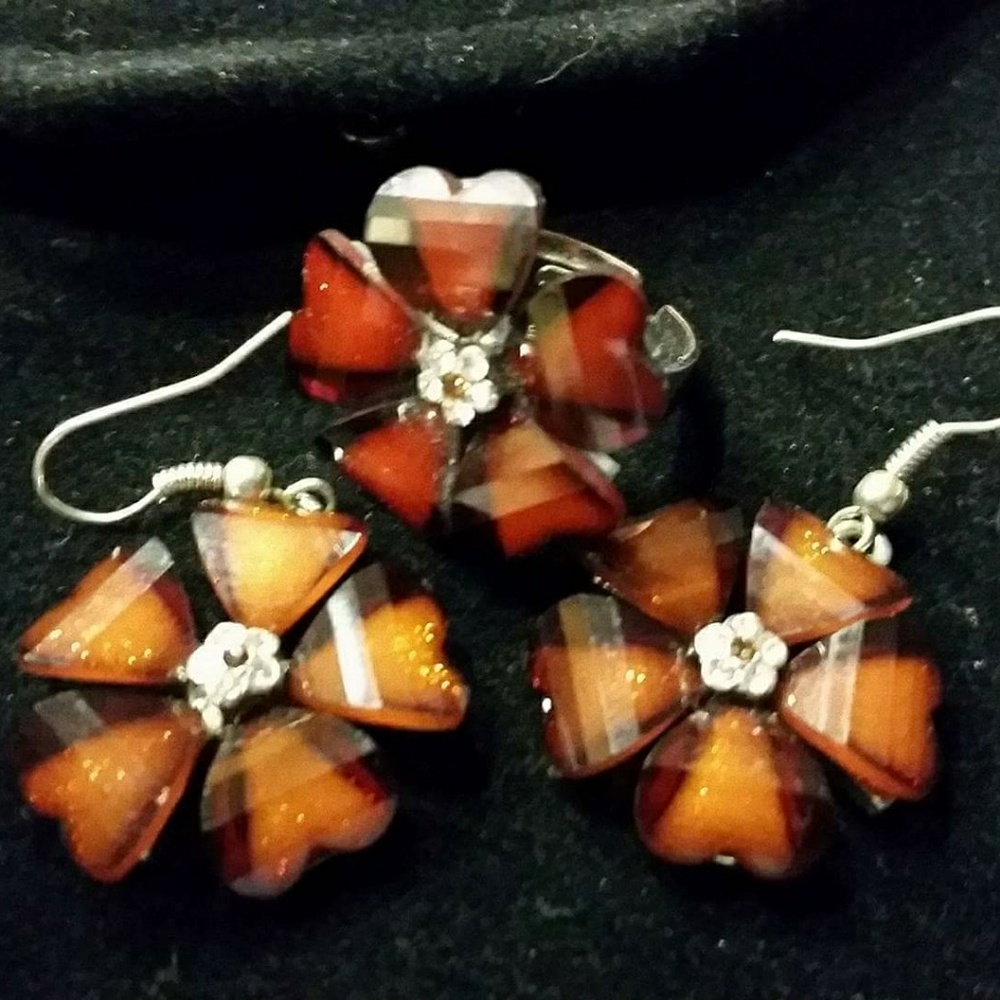 Pretty rust colored ring and earrings