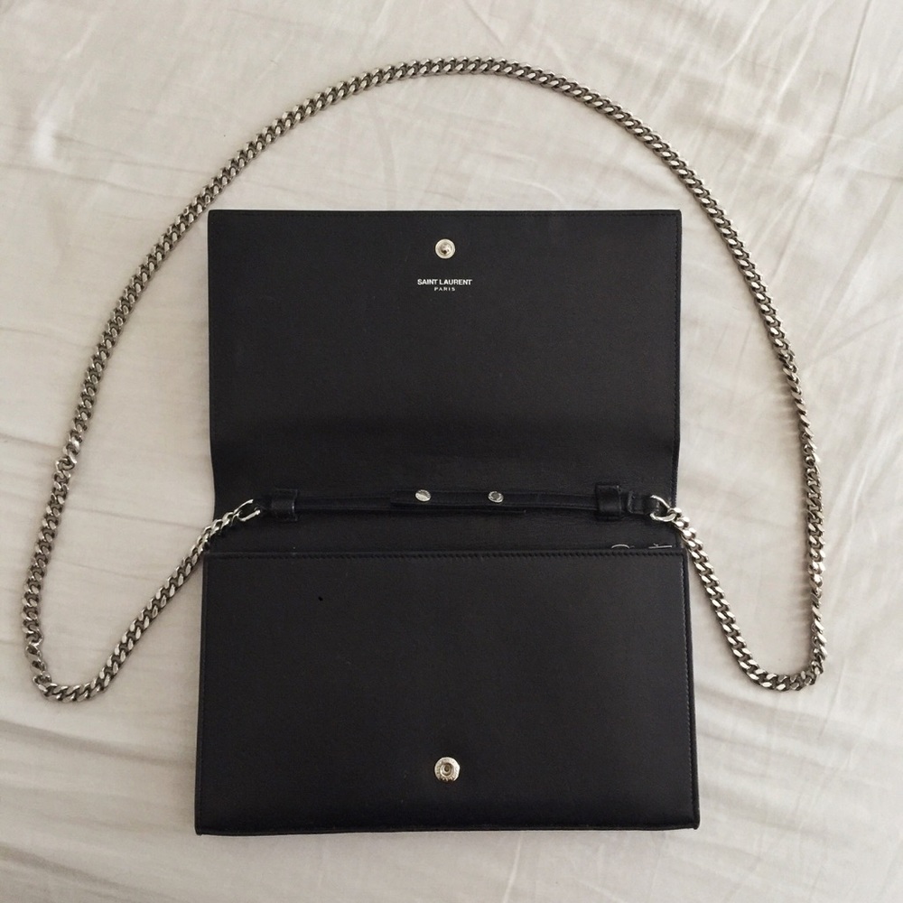 ✖️SOLD✖️ SAINT LAURENT Noir Flower Embellished WOC - Picture 5 of 8