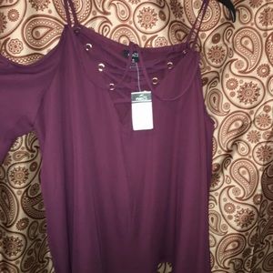 Plum off the shoulder blouse