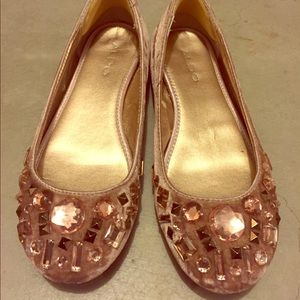Blush Velvet Round Toe Ballet Flats