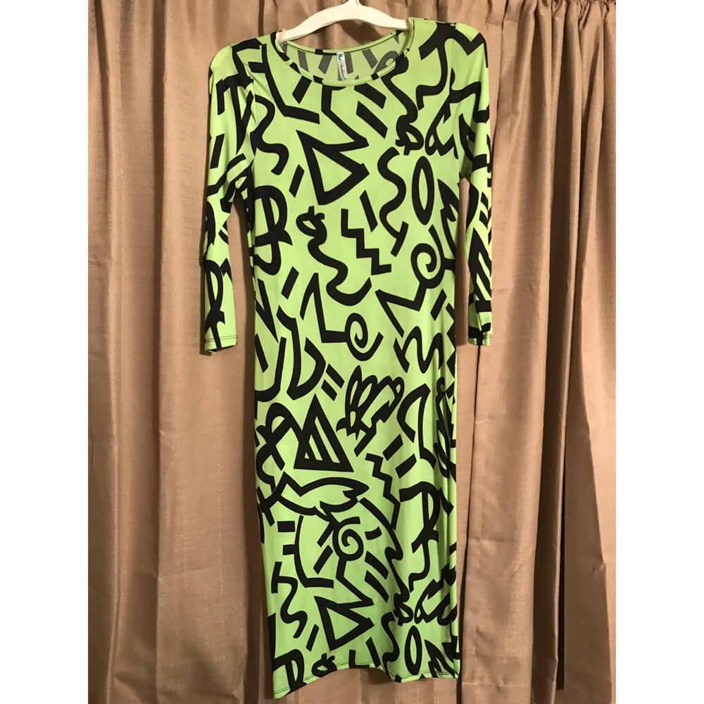 Neon Abstract Print BodyCon Dress