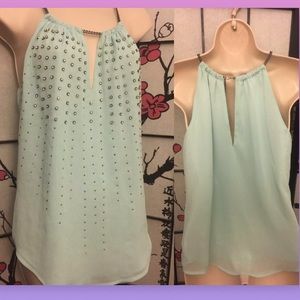 New sea foam green pistachio silver studded top S