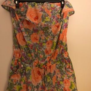 Floral strapless romper