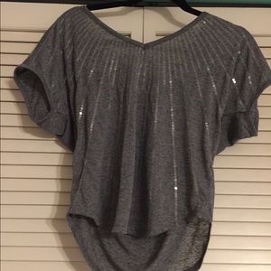 gray short sleeve with clear sequins