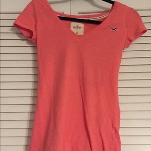 hot pink v neck short sleeve shirt from hollister