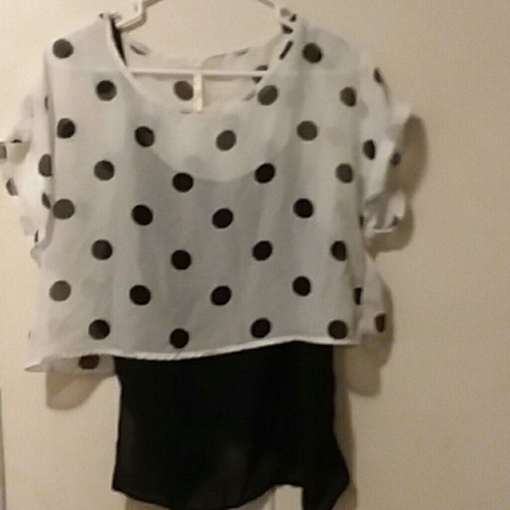 JUNIORS POLKA DOT BLOUSE 2 LAYERED