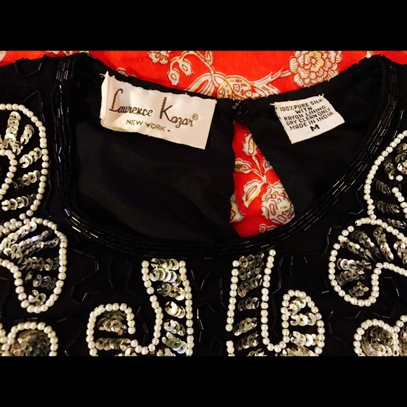 VINTAGE Black SEQUINS blouse - Picture 4 of 4