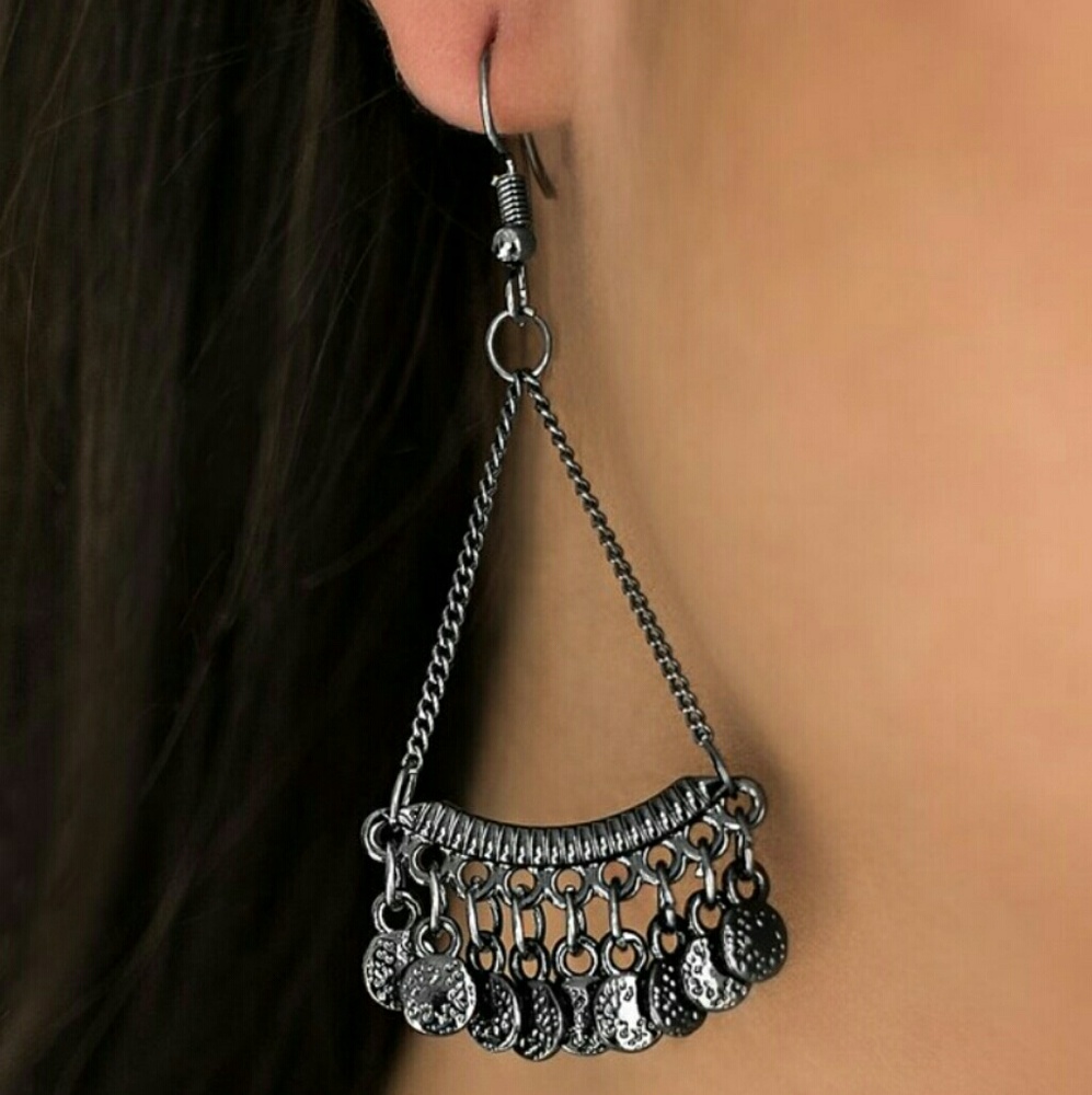 Gun metal and silver fashion earrings