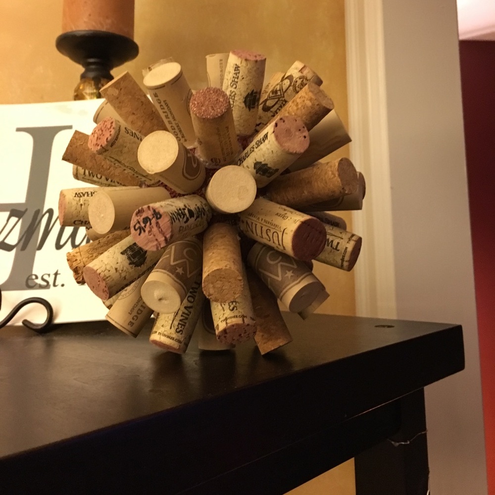 Wine memory ball made of corks, crafts by Jenny