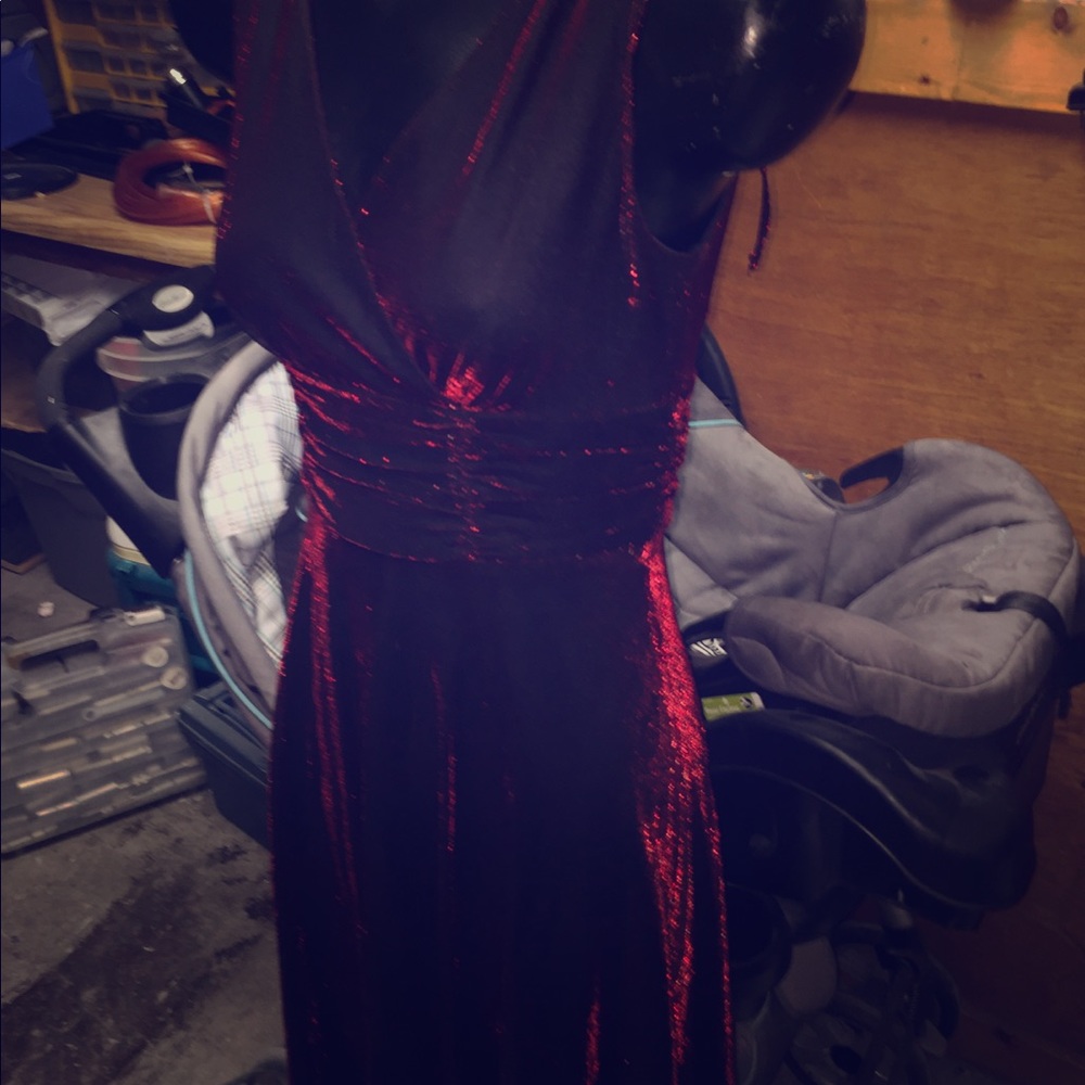 Metallic red shimmer cocktail dress