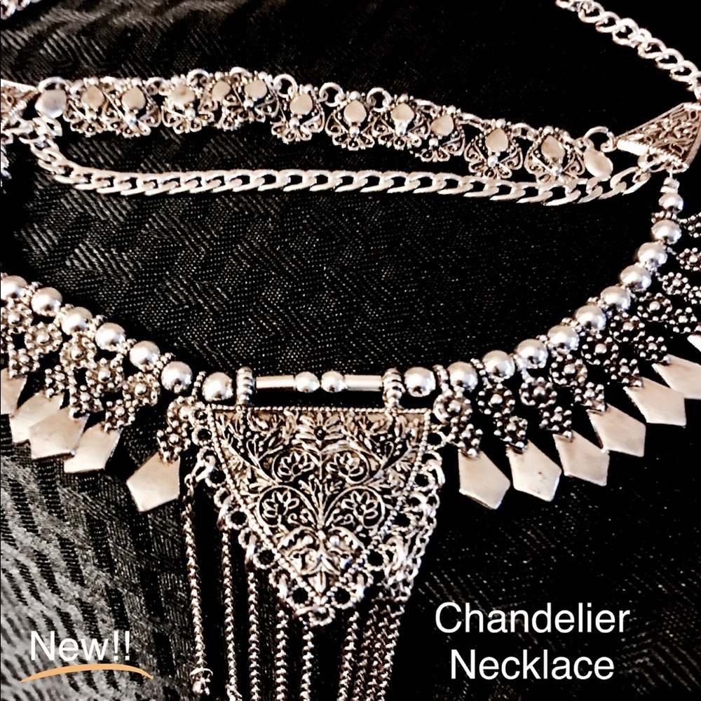 All New silver vintage chandelier necklace