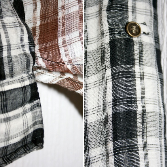 Ombre Plaid & Striped Buttonback Button Up Top NWT - Picture 7 of 8
