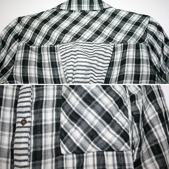 Ombre Plaid & Striped Buttonback Button Up Top NWT - Picture 6 of 8