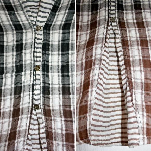 Ombre Plaid & Striped Buttonback Button Up Top NWT - Picture 5 of 8