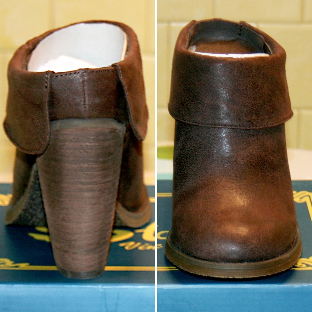 ⚡1 LEFT⚡ Burnished Leather Cuffed Mule NIB - Picture 4 of 8